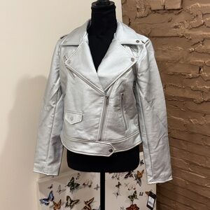Sebby Collection Silver Jacket motorcycle style size medium
